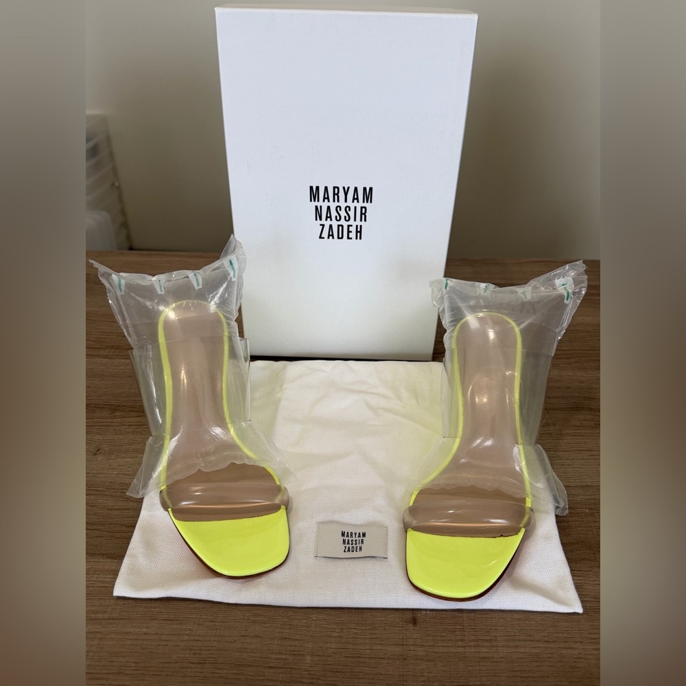 Maryam Nassir Zadeh Olympia Wedge Sandals Sun Fluorescent Clear Size 36